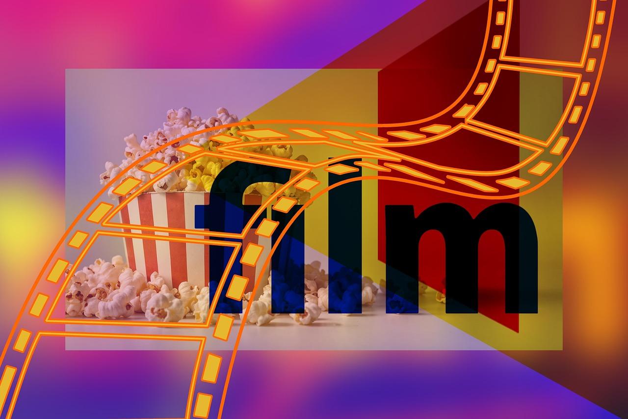 Filmrolle und Popcorn