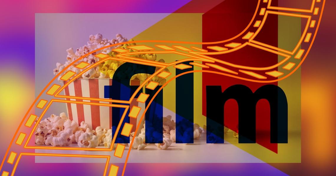Filmrolle und Popcorn